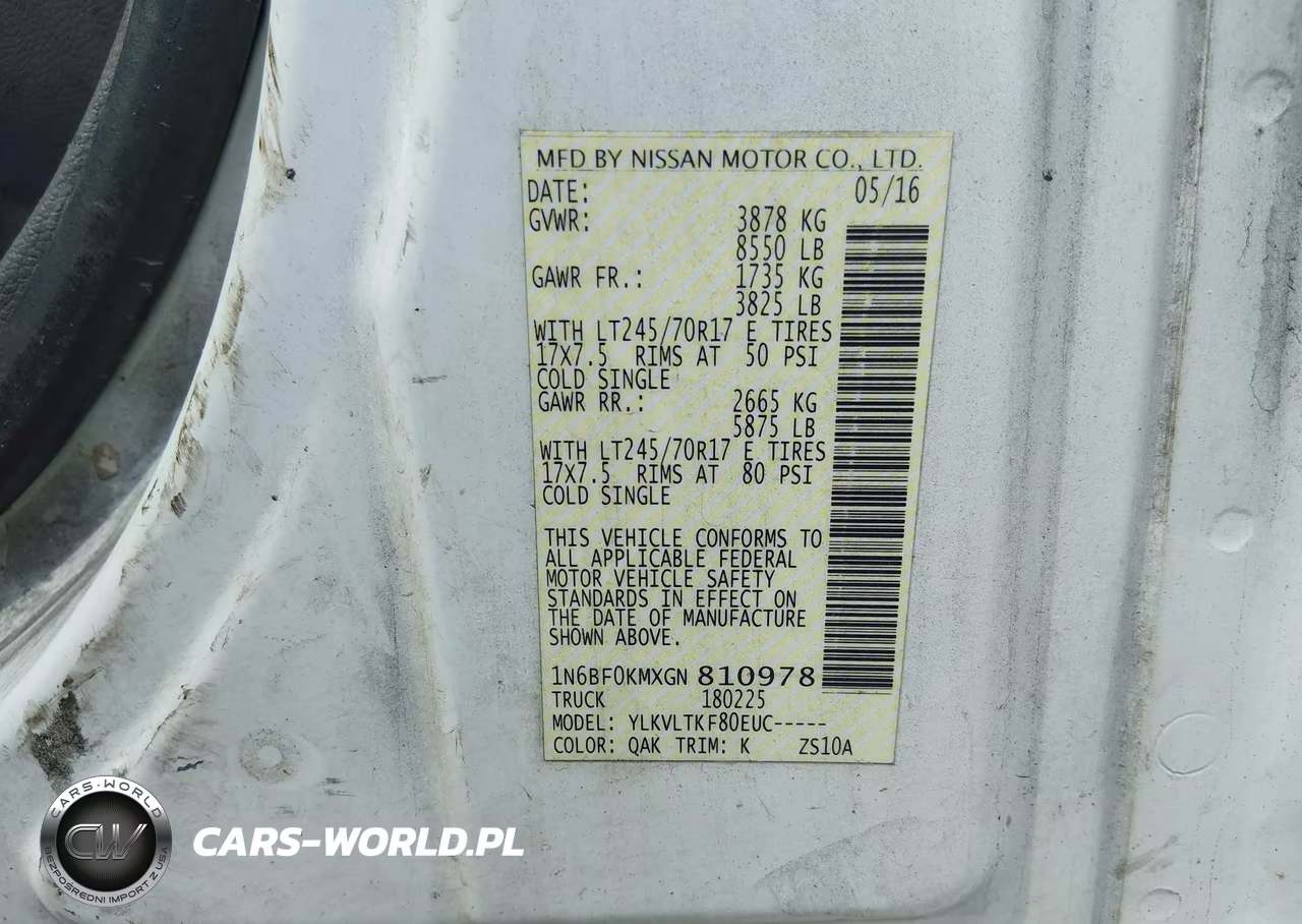 2016 Nissan Nv Cargo Nv1500 Sv V6 VIN:1N6BF0KMXGN810978 - 9
