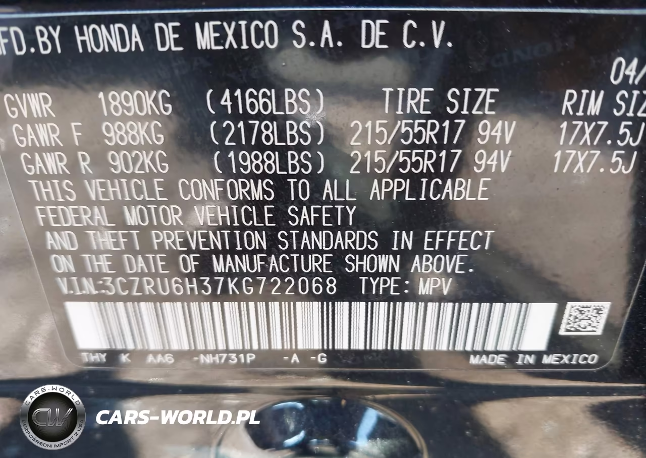 2019 Honda Hr-V Lx VIN:3CZRU6H37KG722068 - 9