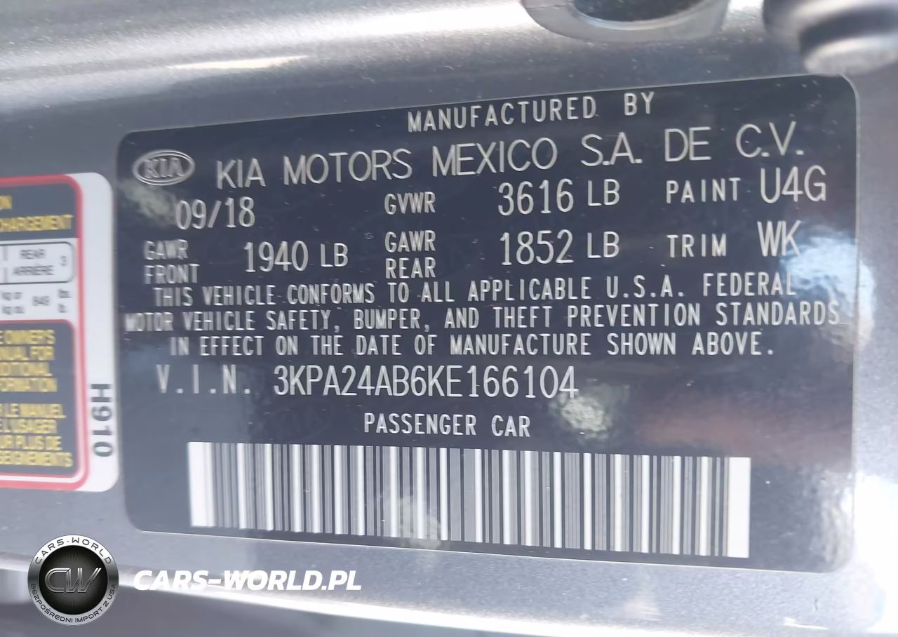 2019 Kia Rio S VIN:3KPA24AB6KE166104 - 9