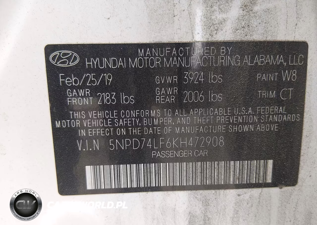 2019 Hyundai Elantra Se VIN:5NPD74LF6KH472908 - 9