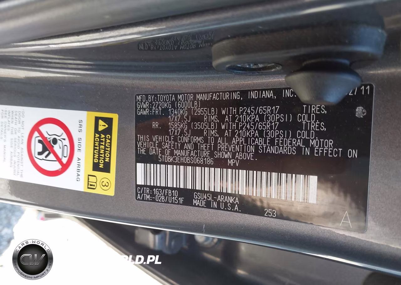 2011 Toyota Highlander Base V6 VIN:5TDBK3EH0BS068186 - 9