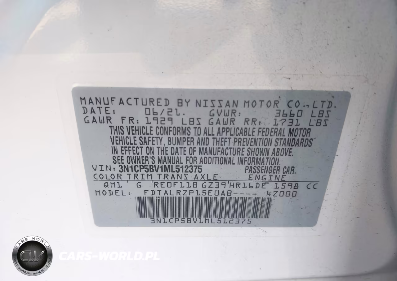 2021 Nissan Kicks S Xtronic Cvt VIN:3N1CP5BV1ML512375 - 9