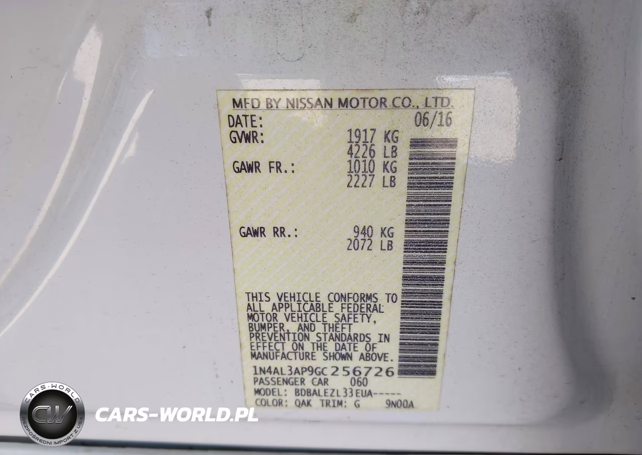 2016 Nissan Altima 2.5-2.5 S-2.5 Sl-2.5 Sr-2.5 Sv VIN:1N4AL3AP9GC256726 - 9