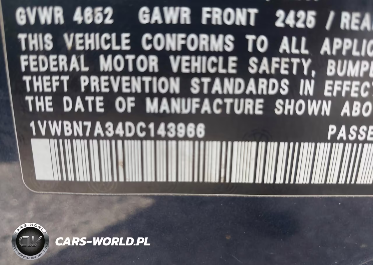 2013 Volkswagen Passat 2.0L Tdi Se VIN:1VWBN7A34DC143966 - 9