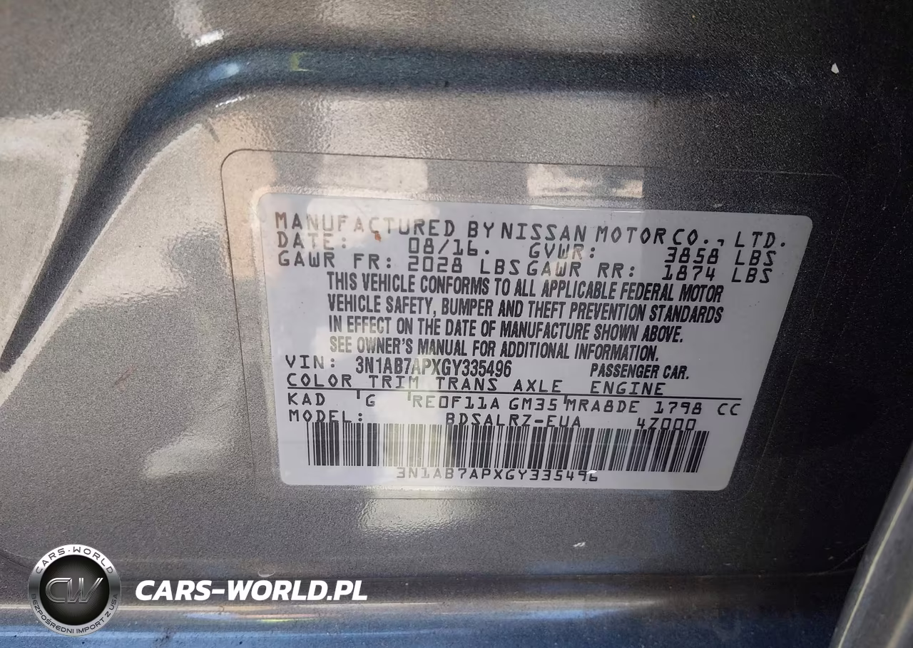 2016 Nissan Sentra Sr VIN:3N1AB7APXGY335496 - 9