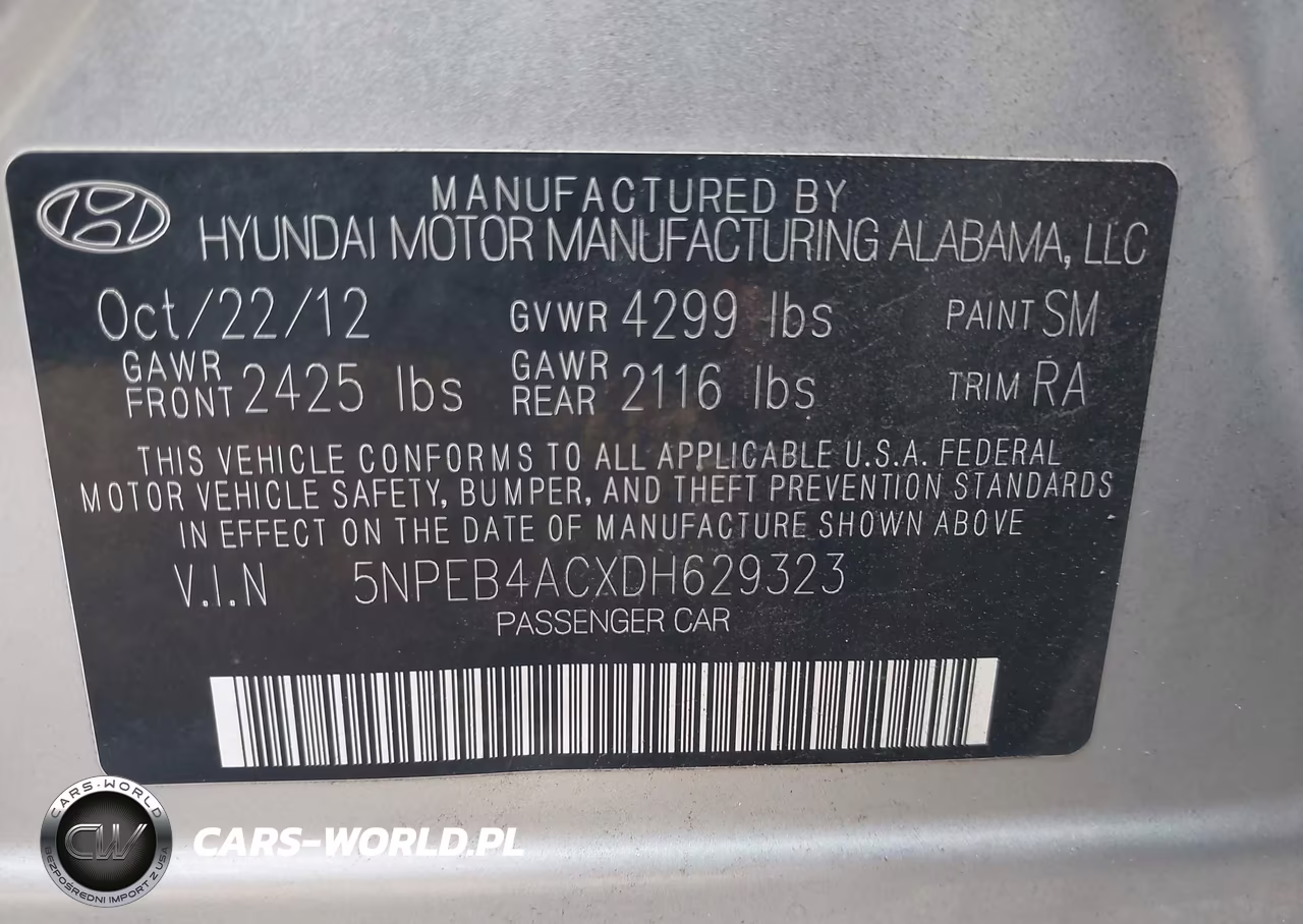 2013 Hyundai Sonata Gls VIN:5NPEB4ACXDH629323 - 9