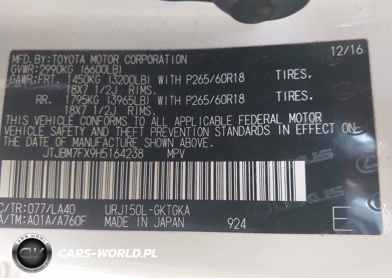 2017 Lexus Gx 460 VIN:JTJBM7FX9H5164238 - 9