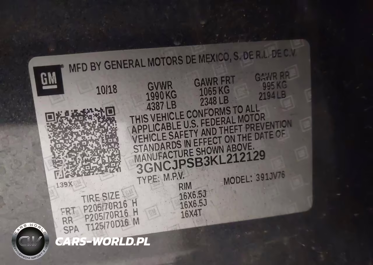 2019 Chevrolet Trax Lt VIN:3GNCJPSB3KL212129 - 9