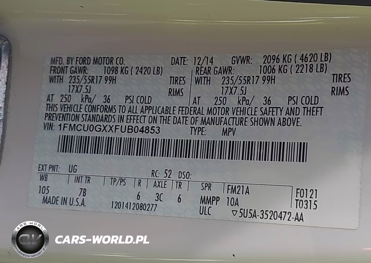 2015 Ford Escape Se VIN:1FMCU0GXXFUB04853 - 9