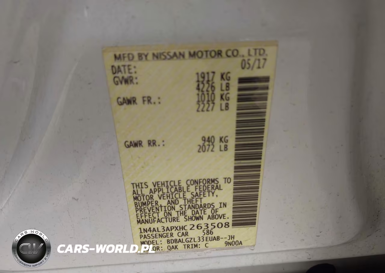 2017 Nissan Altima 2.5 S VIN:1N4AL3APXHC263508 - 9