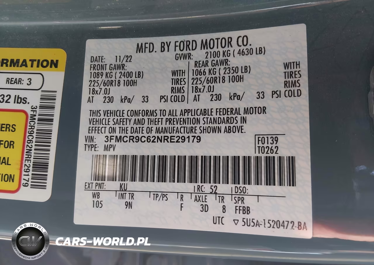 2022 Ford Bronco Sport Outer Banks VIN:3FMCR9C62NRE29179 - 9