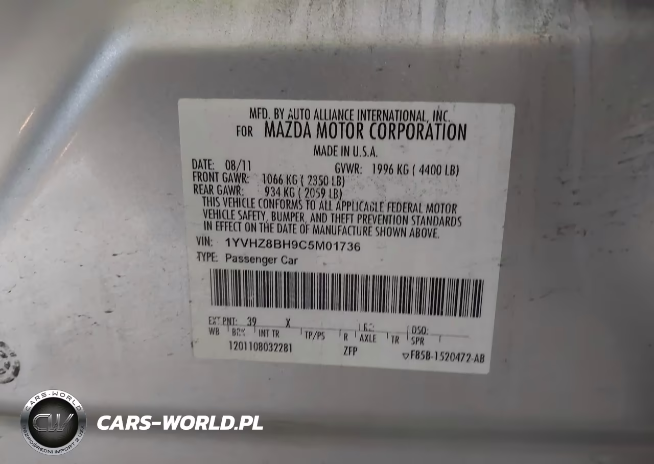 MAZDA MAZDA6 VIN:1YVHZ8BH9C5M01736 - 9