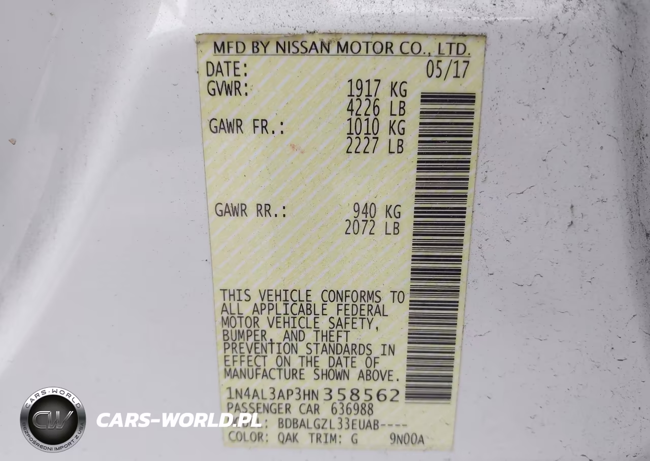 2017 Nissan Altima 2.5 S VIN:1N4AL3AP3HN358562 - 9
