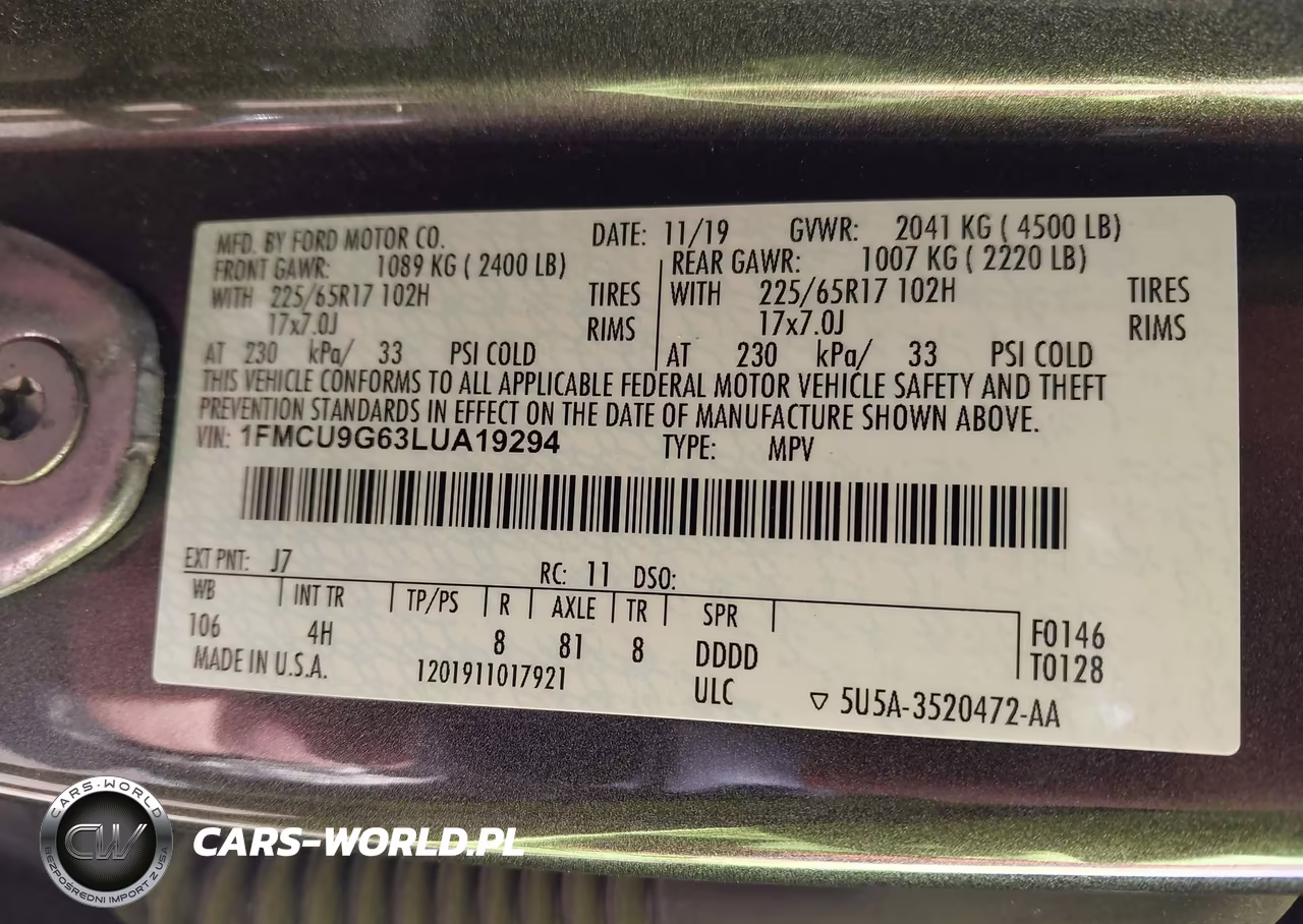 2020 Ford Escape Se VIN:1FMCU9G63LUA19294 - 9
