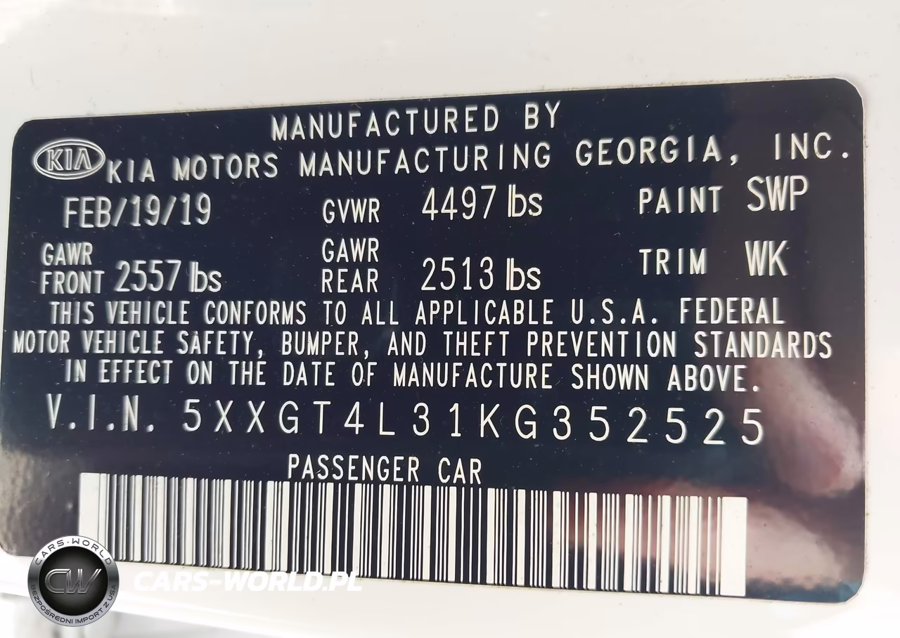 2019 Kia Optima Lx VIN:5XXGT4L31KG352525 - 9
