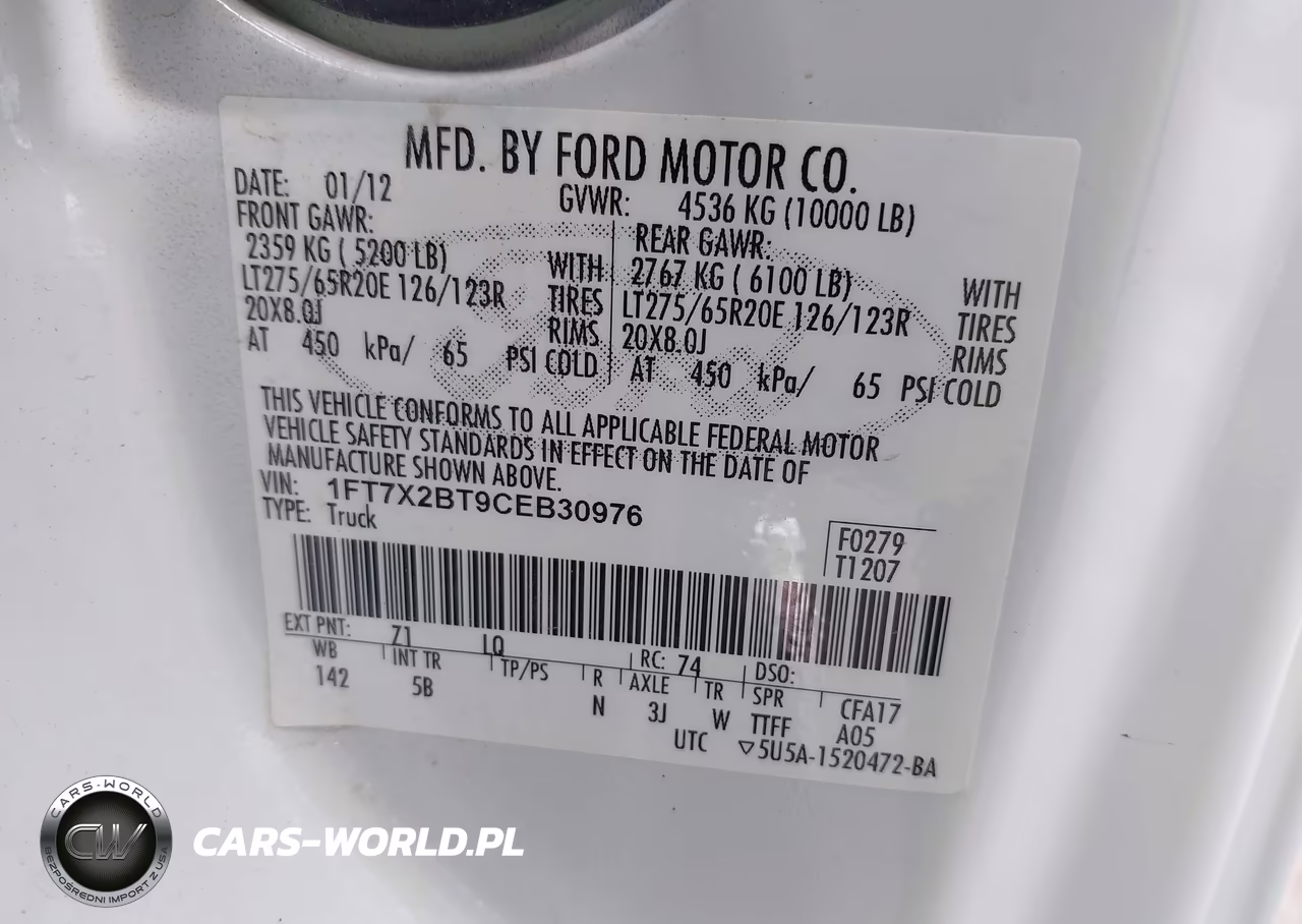 2012 Ford F-250 Lariat VIN:1FT7X2BT9CEB30976 - 9