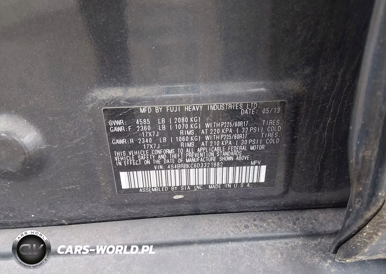 2013 Subaru Outback 2.5I Limited VIN:4S4BRBKC6D3321882 - 9