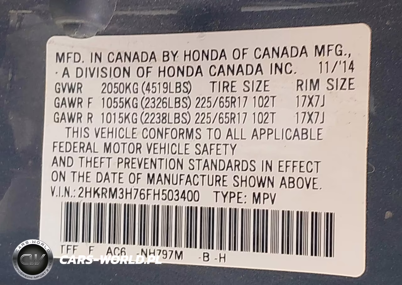2015 Honda Cr-V Ex-L VIN:2HKRM3H76FH503400 - 9