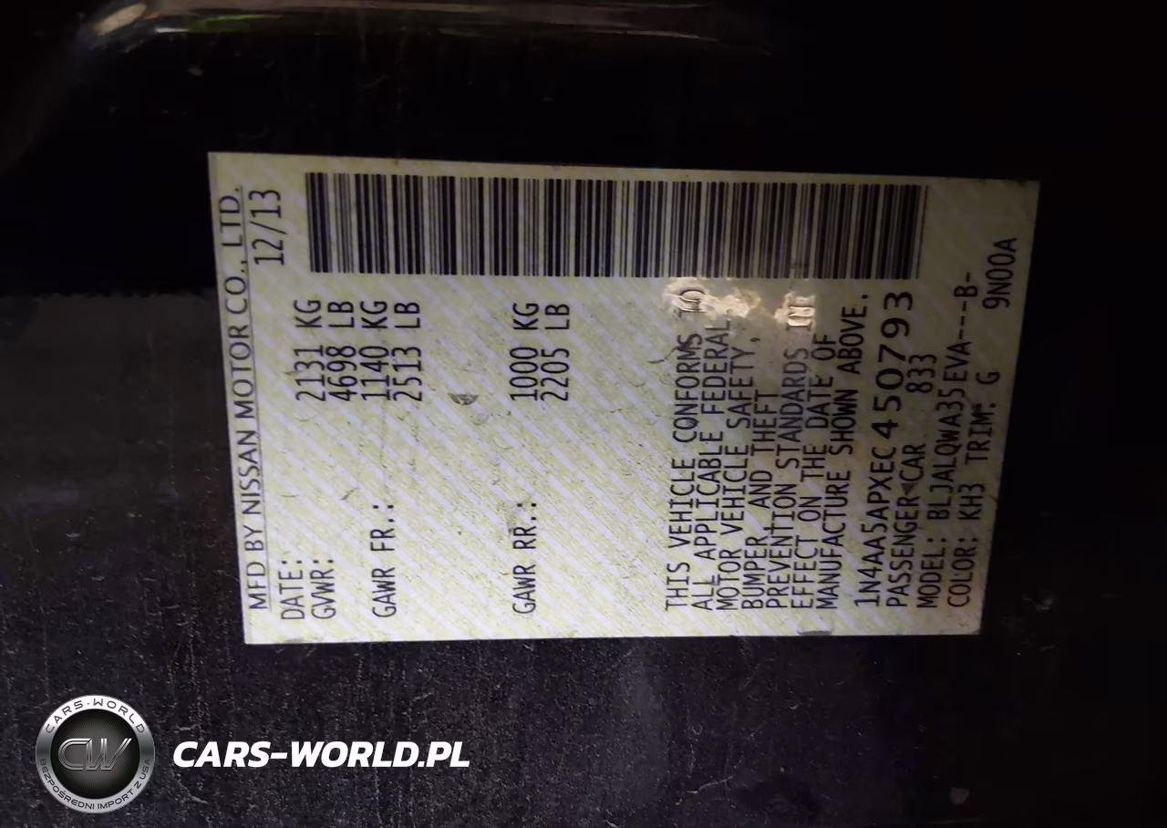 2014 Nissan Maxima 3.5 S-3.5 Sv VIN:1N4AA5APXEC450793 - 9