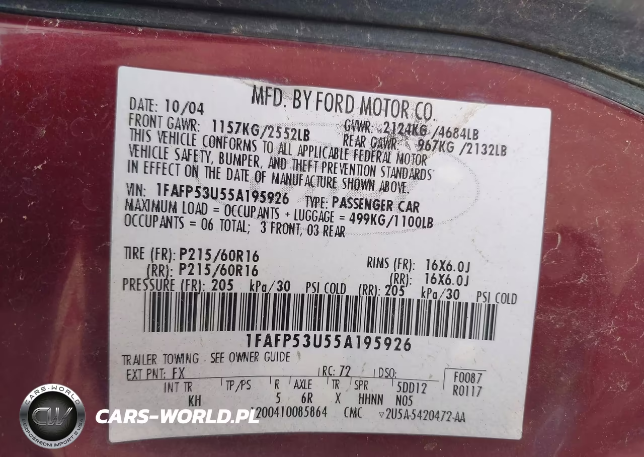 2005 Ford Taurus Se VIN:1FAFP53U55A195926 - 9