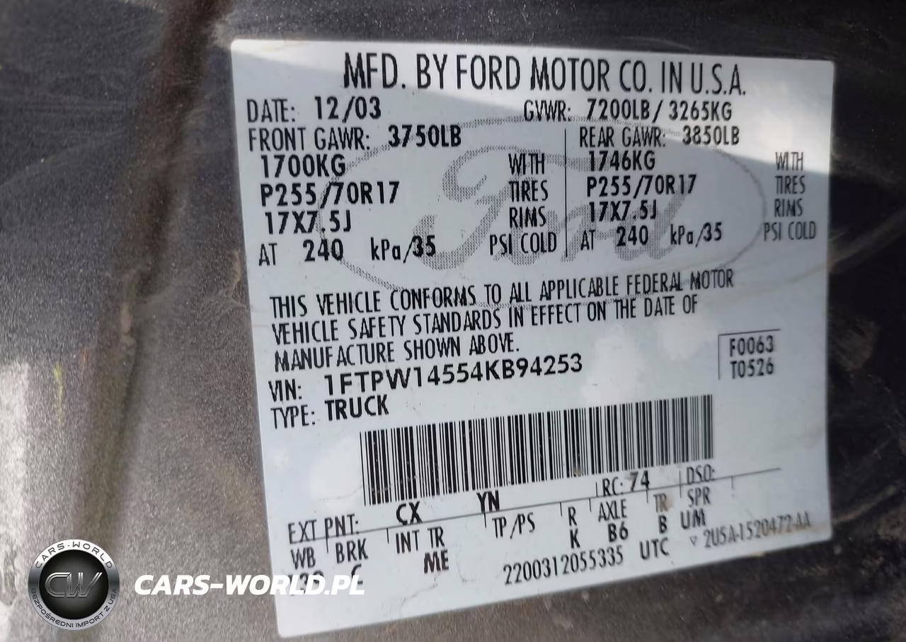2004 Ford F-150 Fx4-Lariat-Xlt VIN:1FTPW14554KB94253 - 9