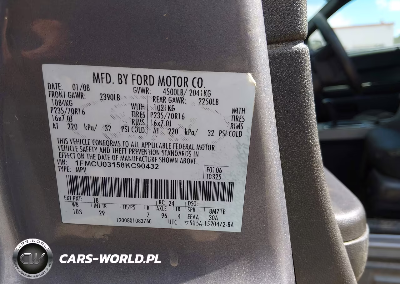 2008 Ford Escape Xlt VIN:1FMCU03158KC90432 - 9