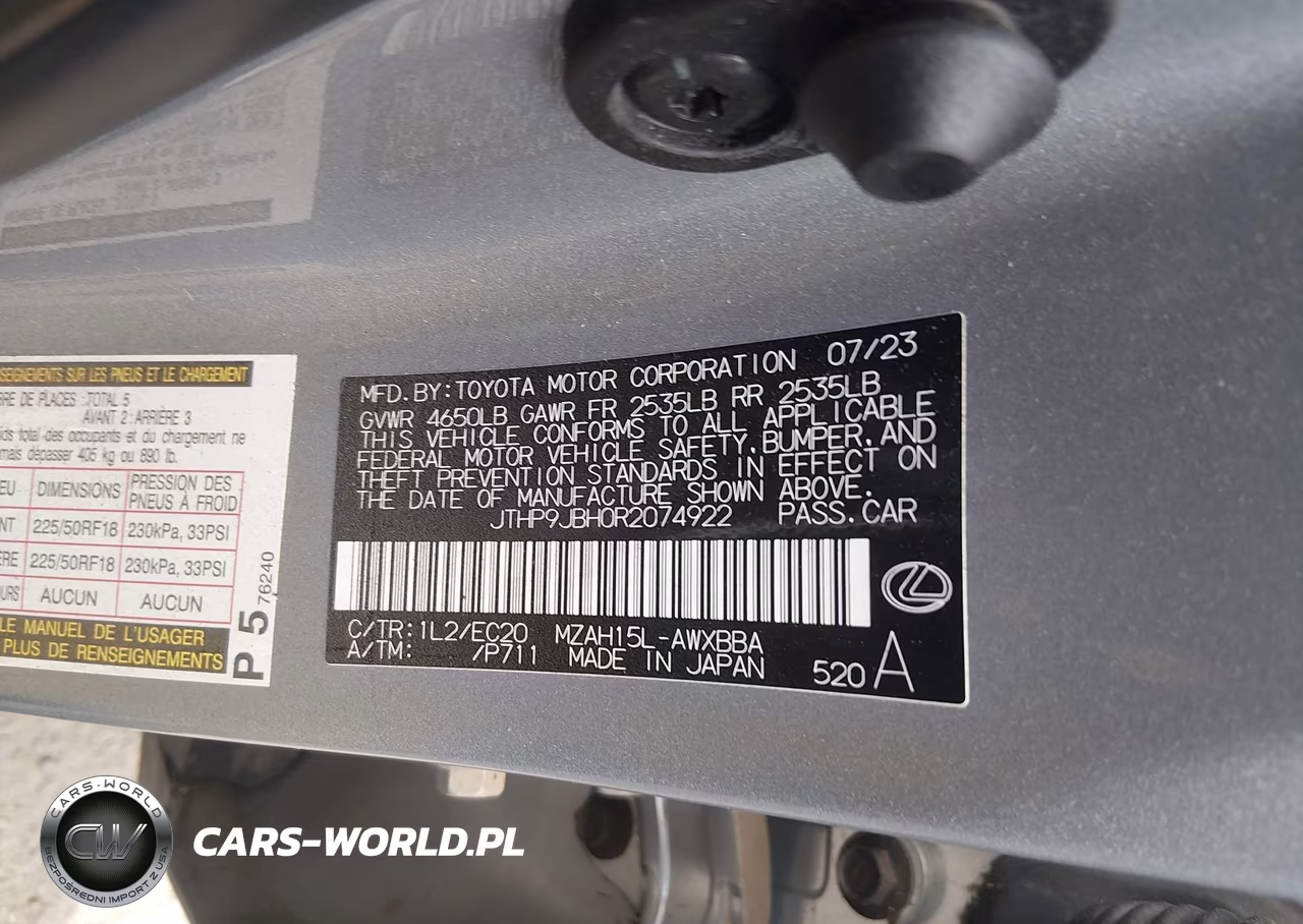 2024 Lexus Ux 250H Premium VIN:JTHP9JBH0R2074922 - 9