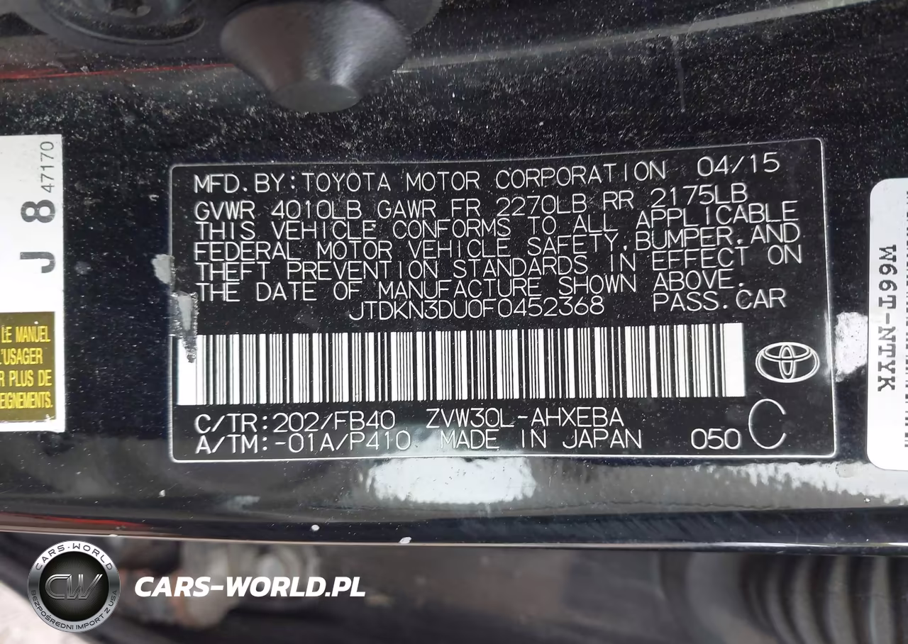 2015 Toyota Prius Two VIN:JTDKN3DU0F0452368 - 9
