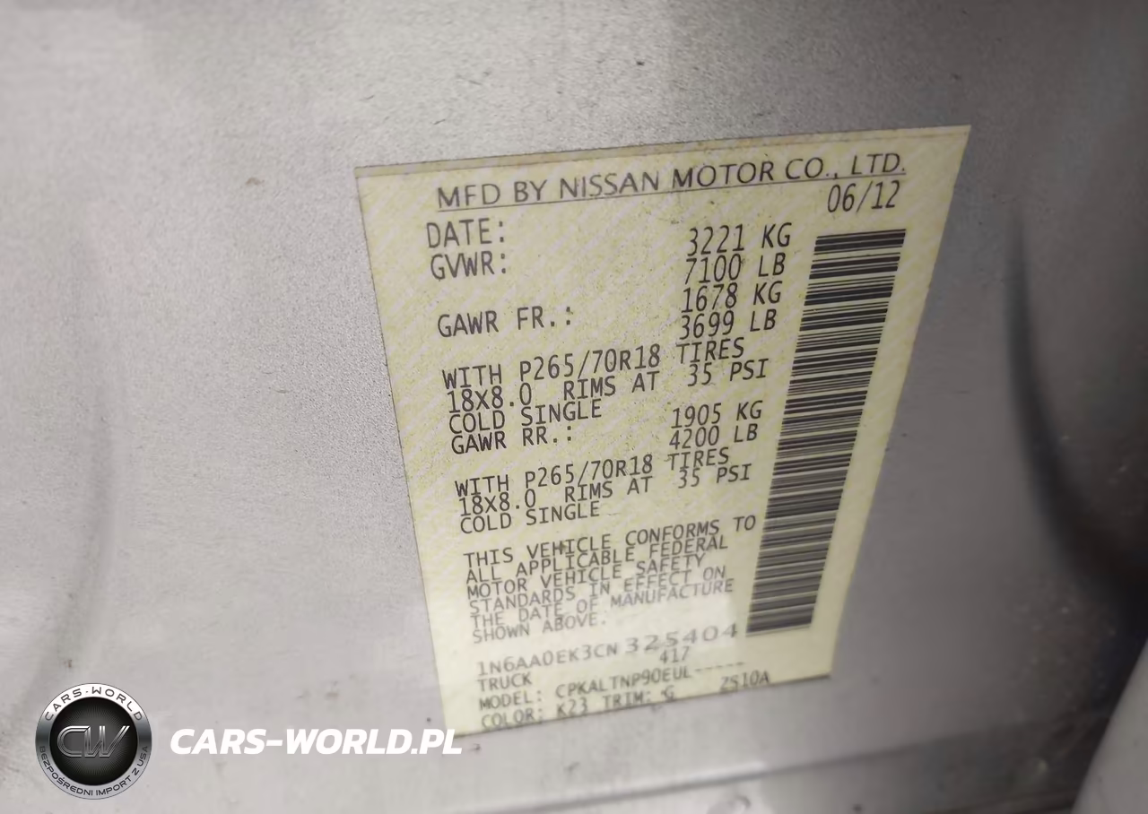 2012 Nissan Titan Sv VIN:1N6AA0EK3CN325404 - 9