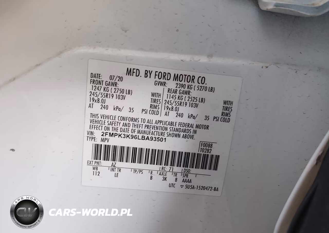 2020 Ford Edge Titanium VIN:2FMPK3K96LBA93501 - 9