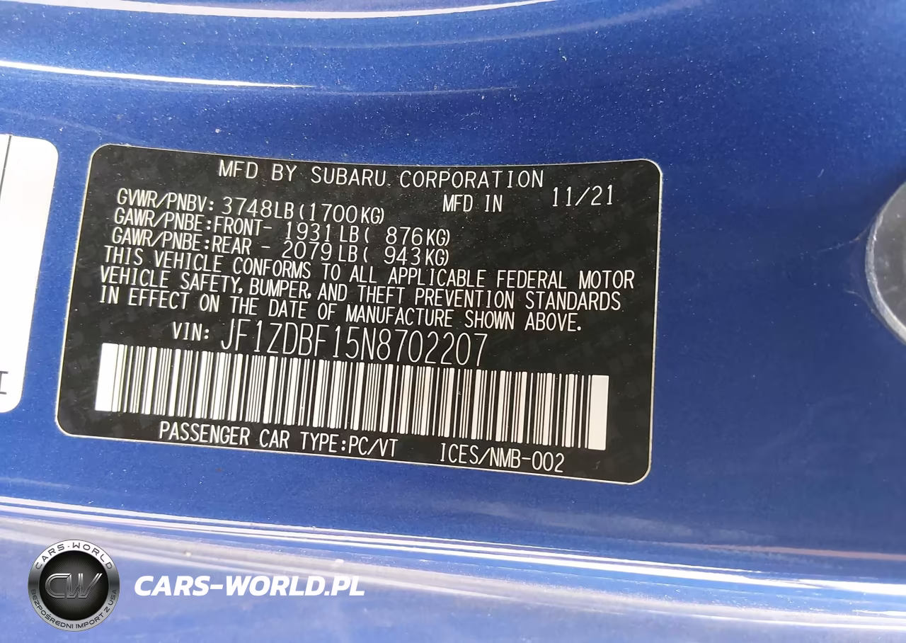 2022 Subaru Brz Limited VIN:JF1ZDBF15N8702207 - 9