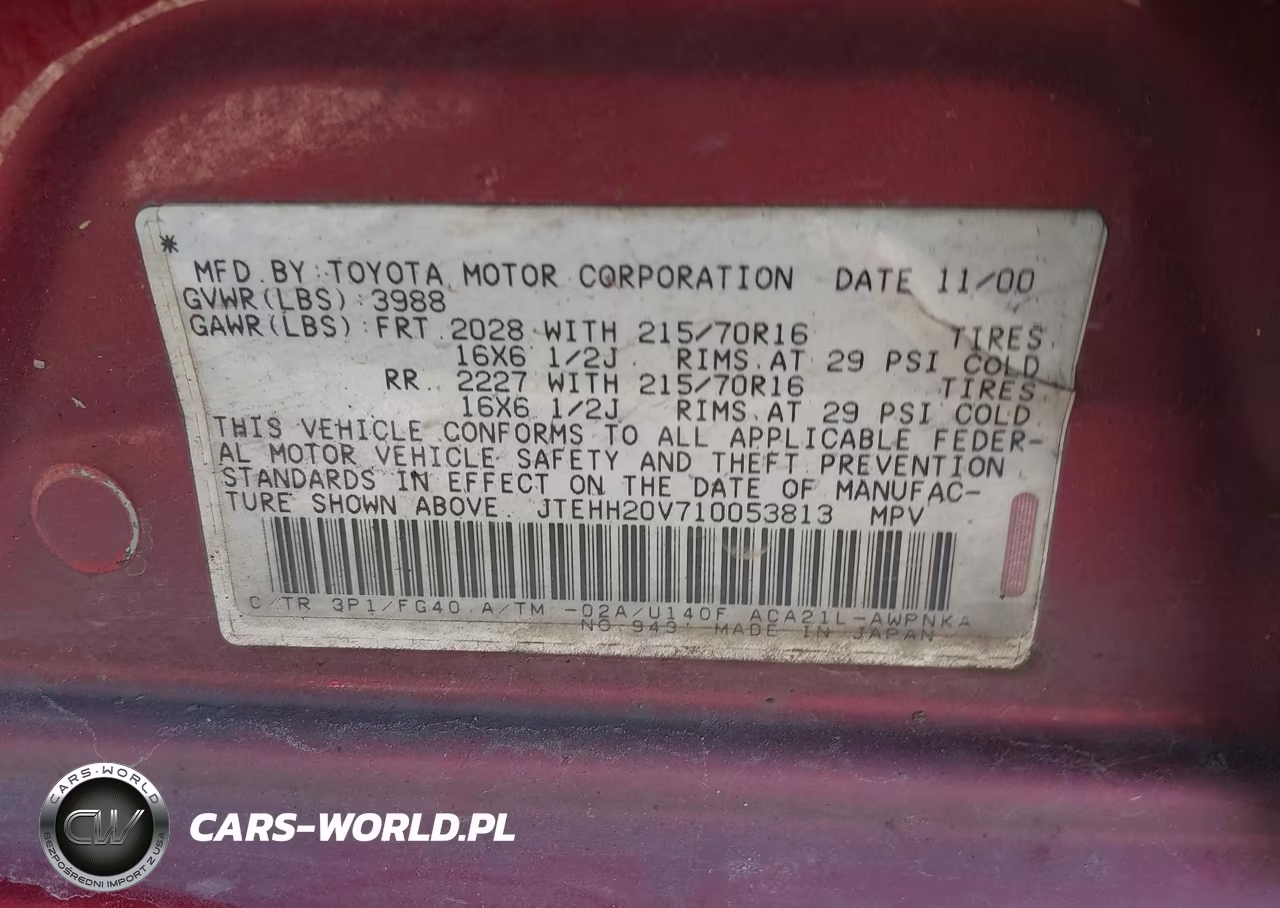 2001 Toyota Rav4 VIN:JTEHH20V710053813 - 9