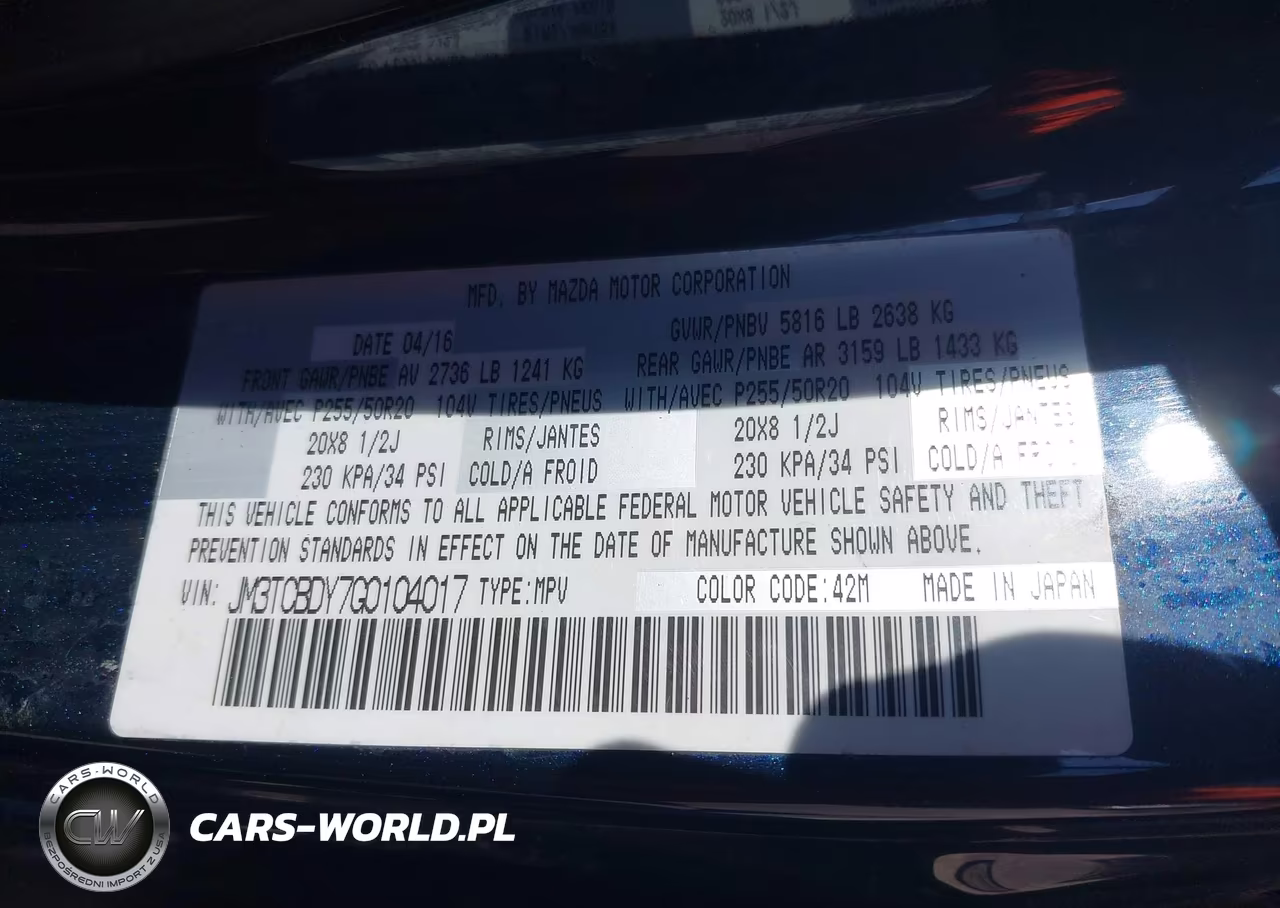 2016 Mazda Cx-9 Grand Touring VIN:JM3TCBDY7G0104017 - 9