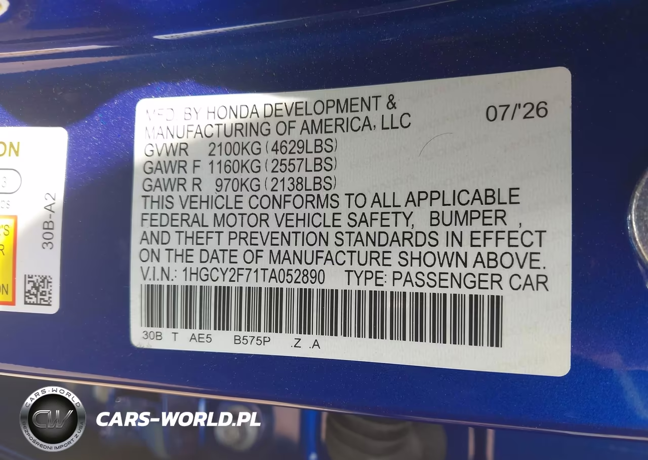 2026 Honda Accord Hybrid Sport-L VIN:1HGCY2F71TA052890 - 9