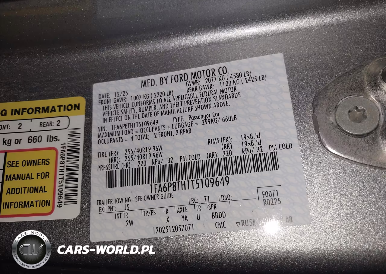 2026 Ford Mustang Ecoboost Fastback VIN:1FA6P8TH1T5109649 - 9