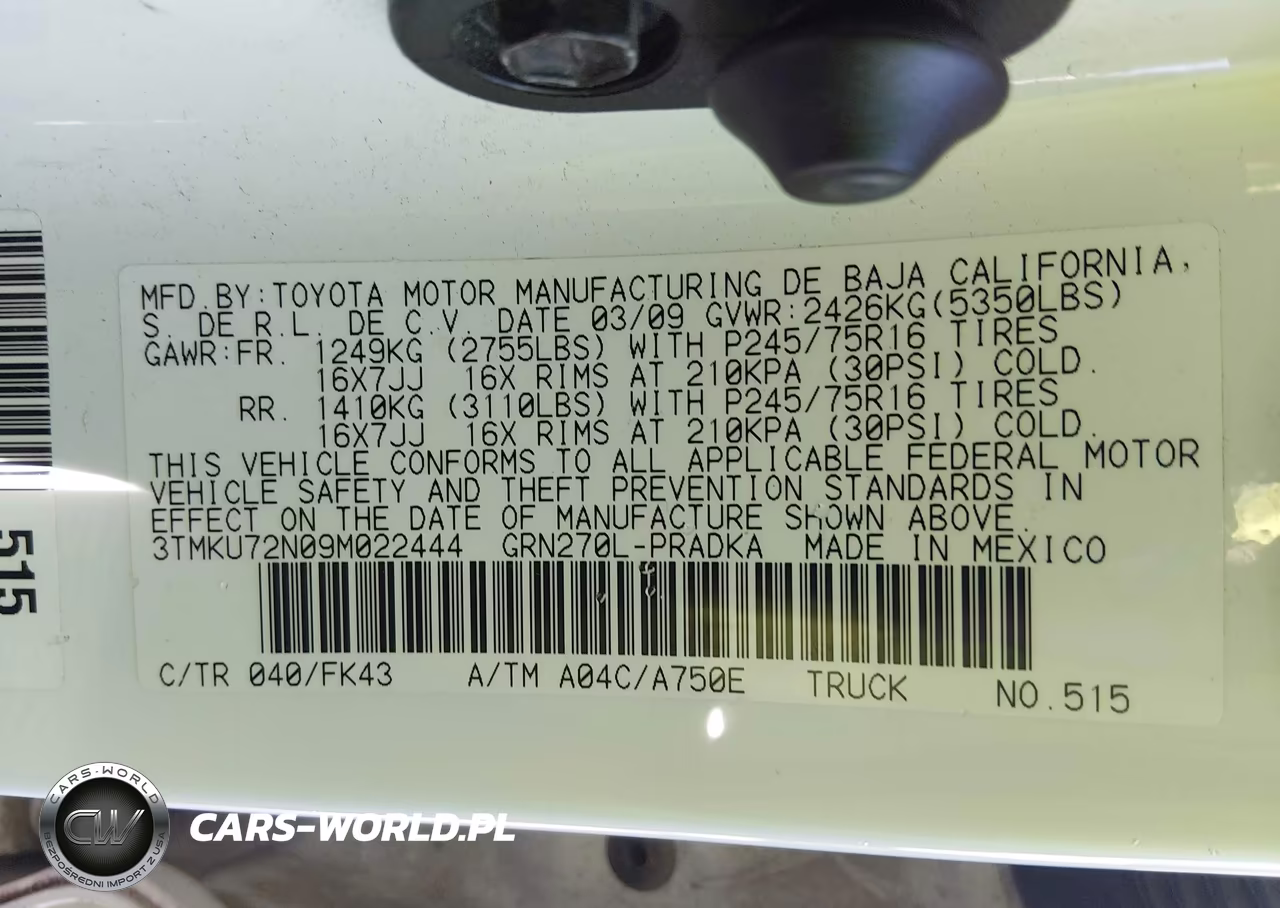 2009 Toyota Tacoma Prerunner V6 VIN:3TMKU72N09M022444 - 9