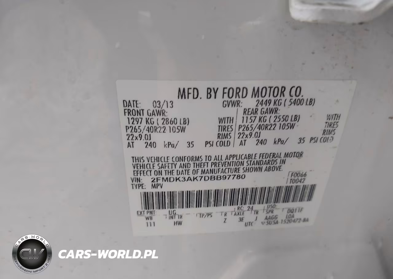 2013 Ford Edge Sport VIN:2FMDK3AK7DBB97780 - 9