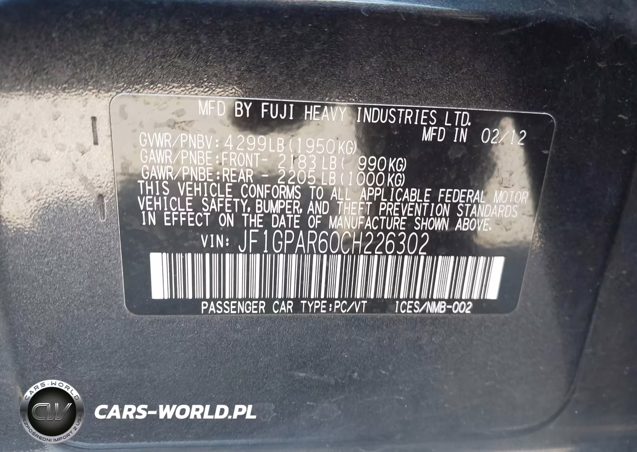 2012 Subaru Impreza 2.0I Sport Limited VIN:JF1GPAR60CH226302 - 9