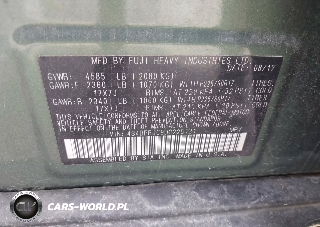 2013 Subaru Outback 2.5I Limited VIN:4S4BRBLC9D3225131 - 9