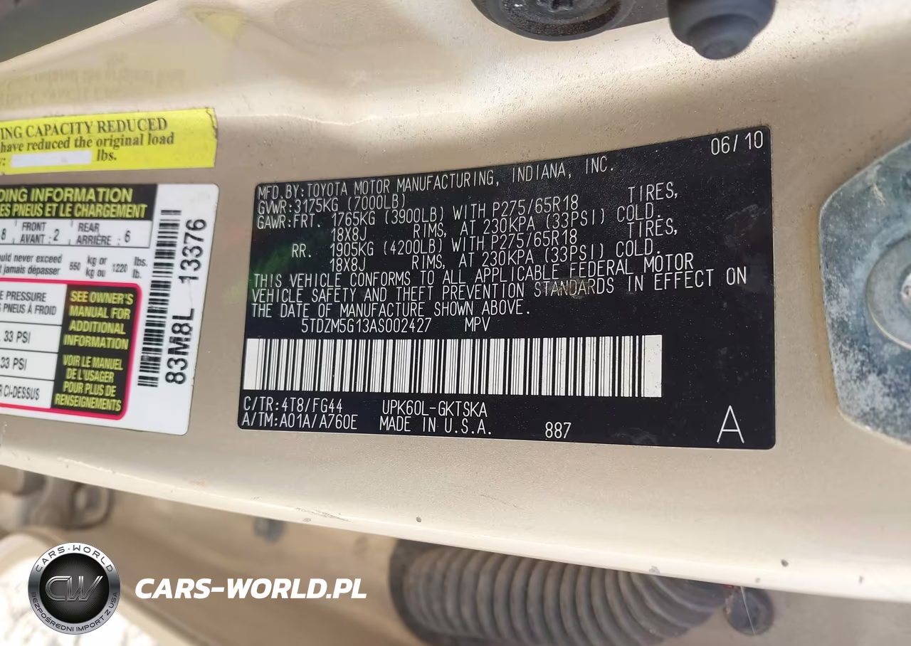 2010 Toyota Sequoia Sr5 4.6L V8 VIN:5TDZM5G13AS002427 - 9