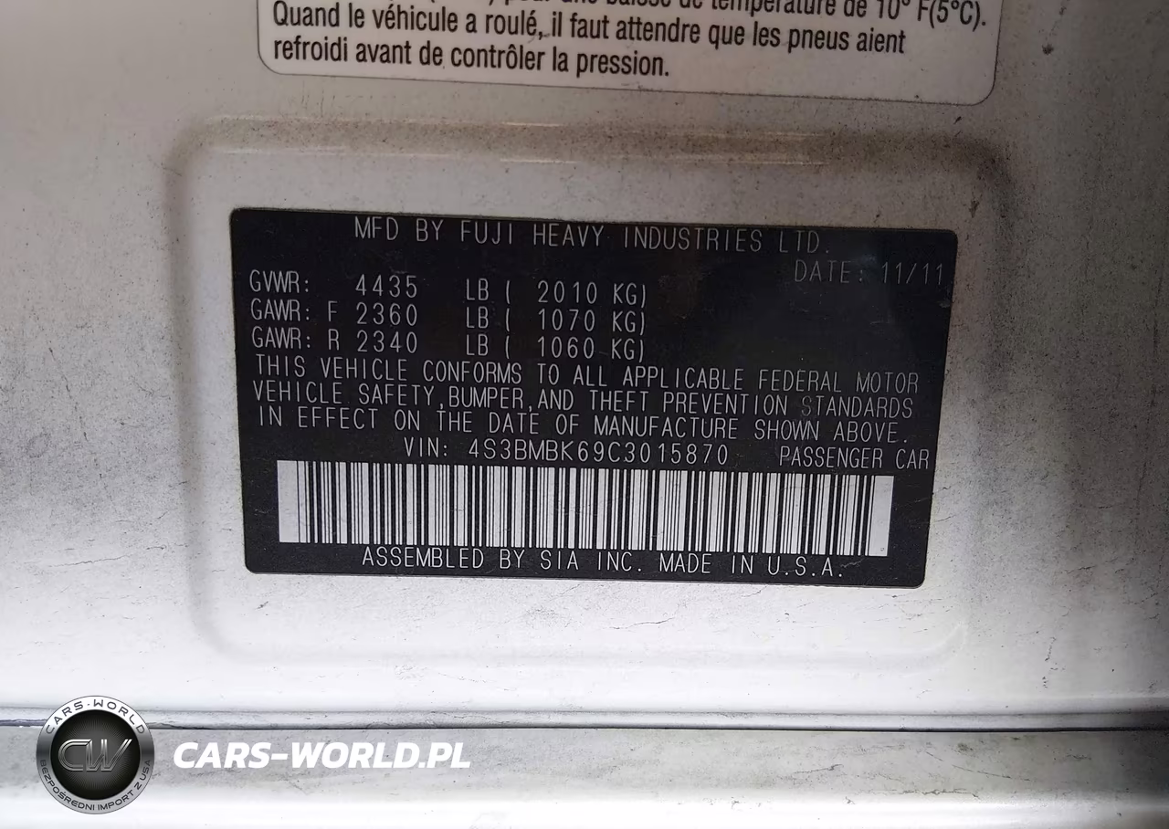 2012 Subaru Legacy 2.5I Limited VIN:4S3BMBK69C3015870 - 9