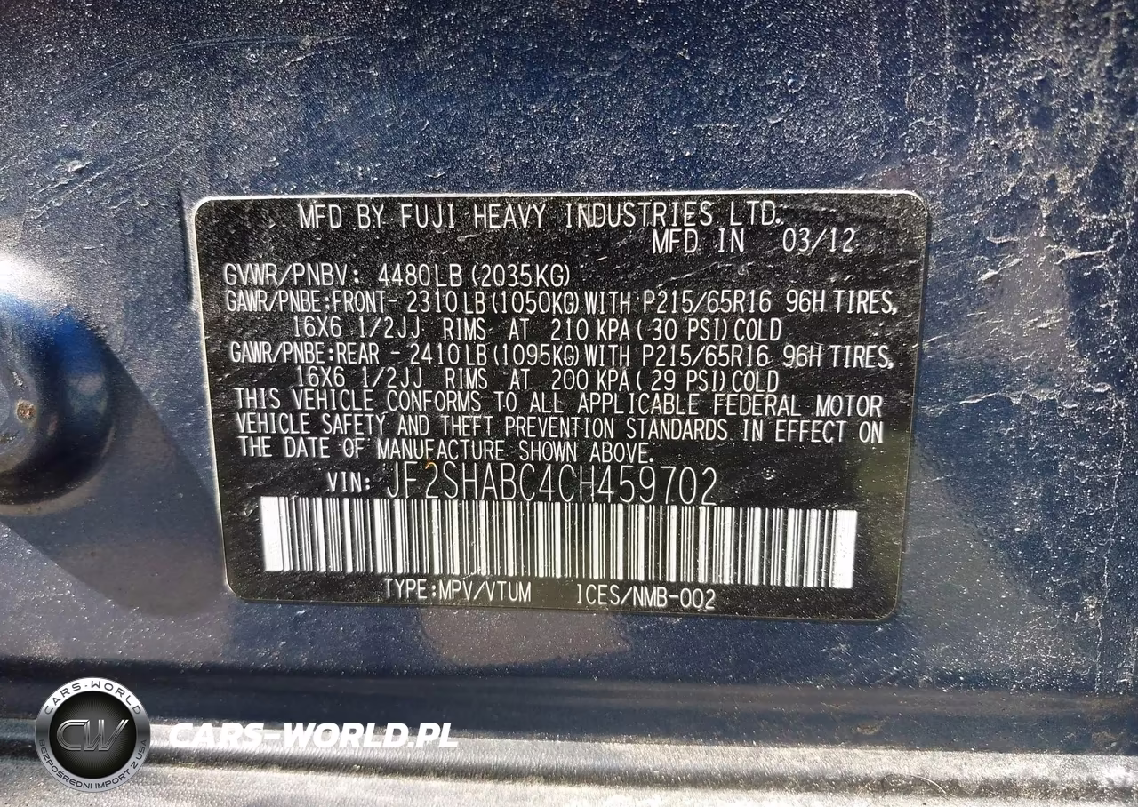 2012 Subaru Forester 2.5X VIN:JF2SHABC4CH459702 - 8
