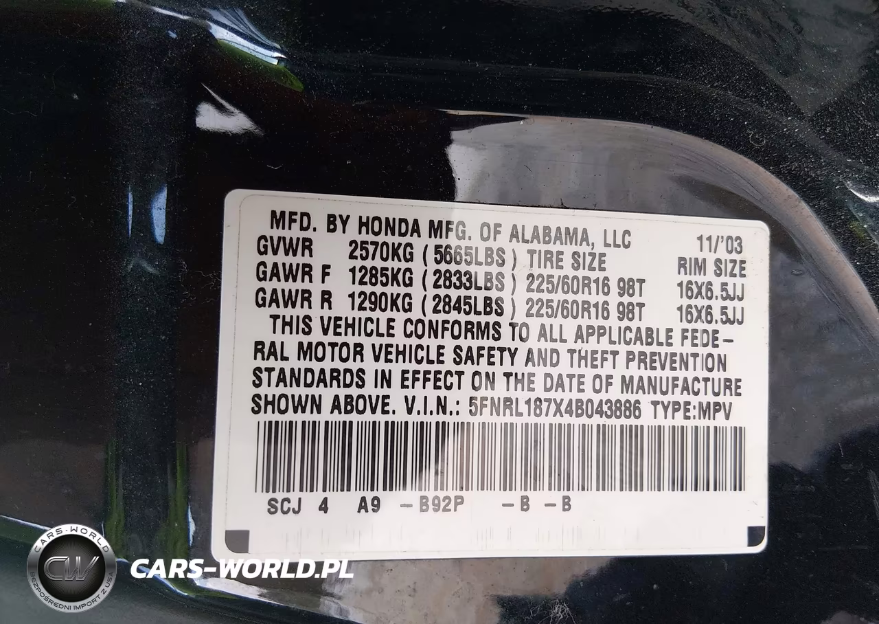 2004 Honda Odyssey Ex-L VIN:5FNRL187X4B043886 - 9