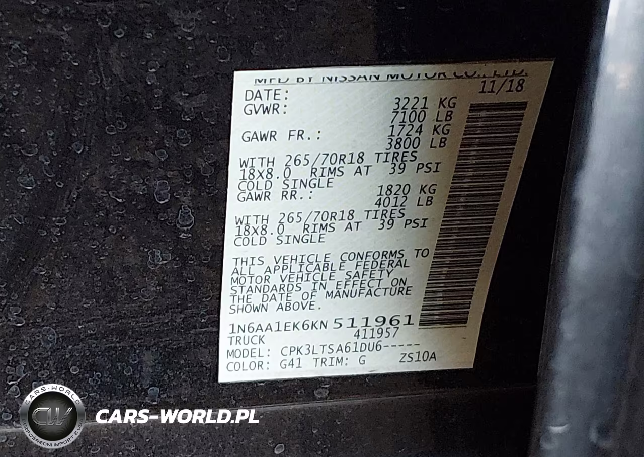 2019 Nissan Titan Sv VIN:1N6AA1EK6KN511961 - 9