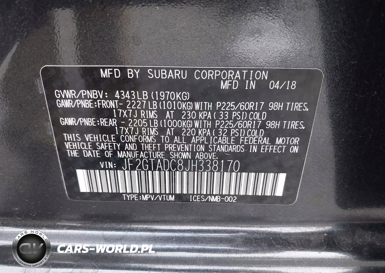 2018 Subaru Crosstrek 2.0I Premium VIN:JF2GTADC8JH338170 - 9