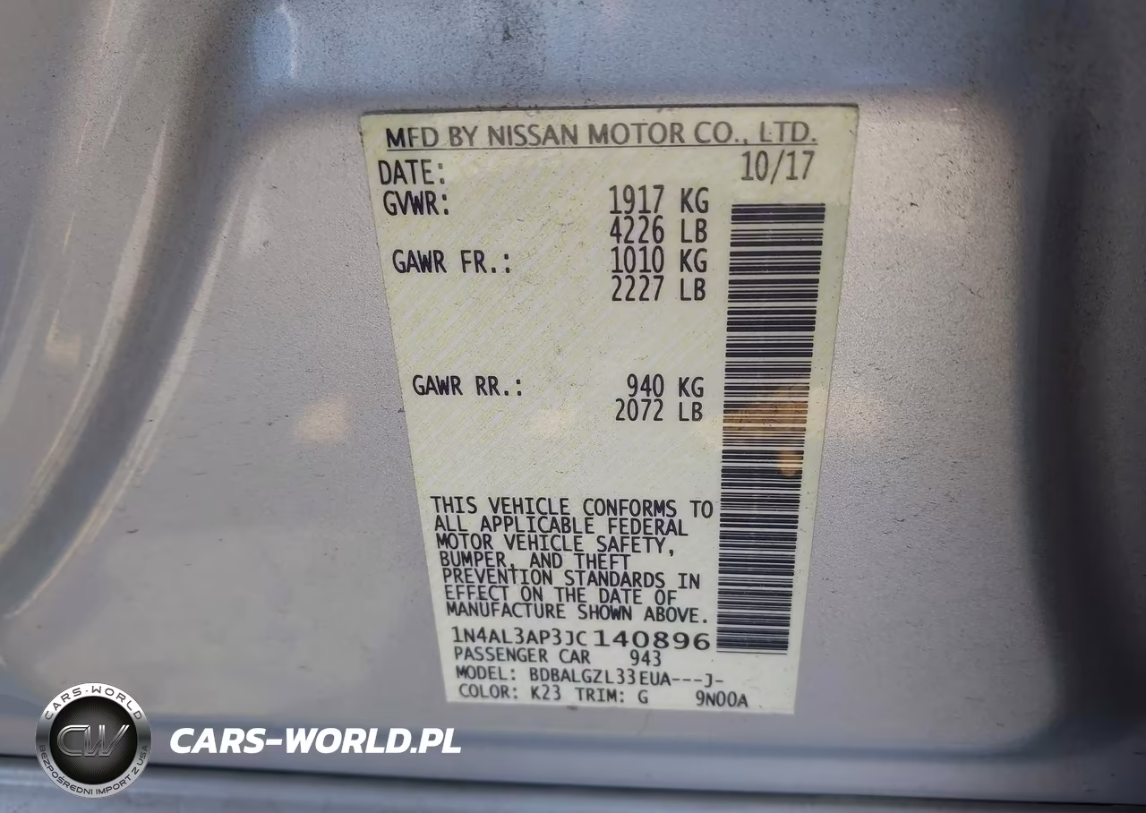 2018 NISSAN ALTIMA 2.5 VIN:1N4AL3AP3JC140896 - 9