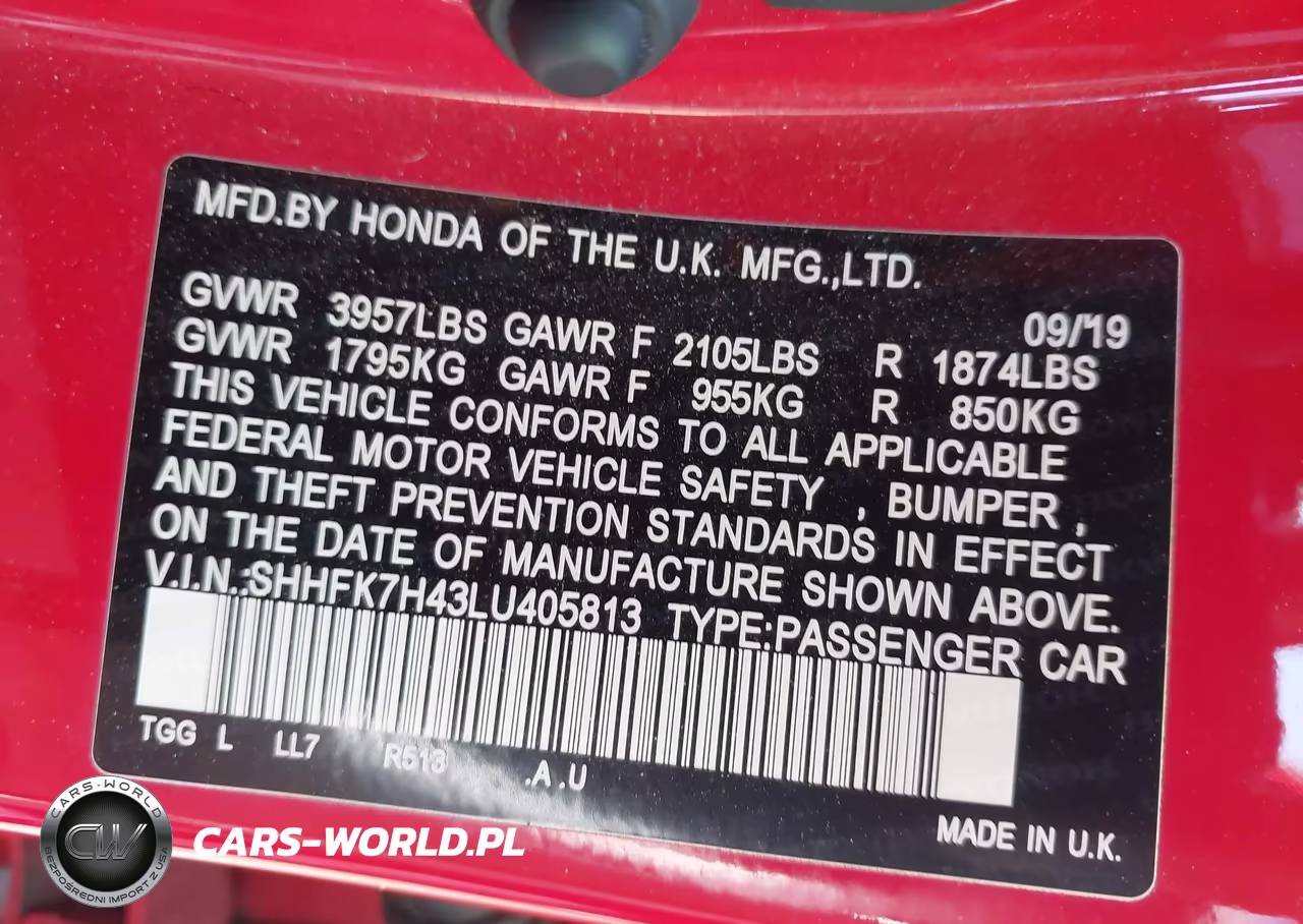 2020 Honda Civic Sport VIN:SHHFK7H43LU405813 - 9