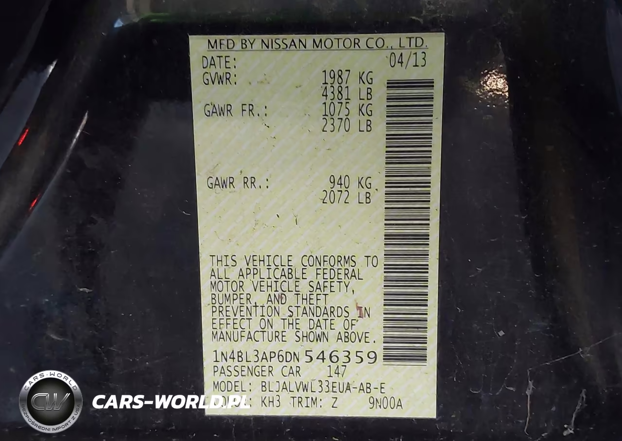 2013 Nissan Altima 3.5 Sl VIN:1N4BL3AP6DN546359 - 9