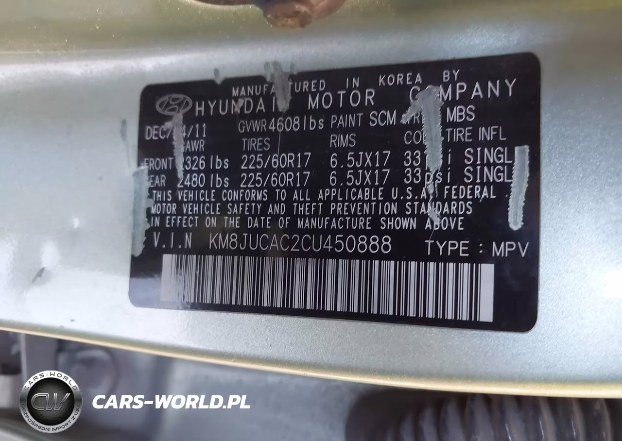 2012 Hyundai Tucson Gls VIN:KM8JUCAC2CU450888 - 9