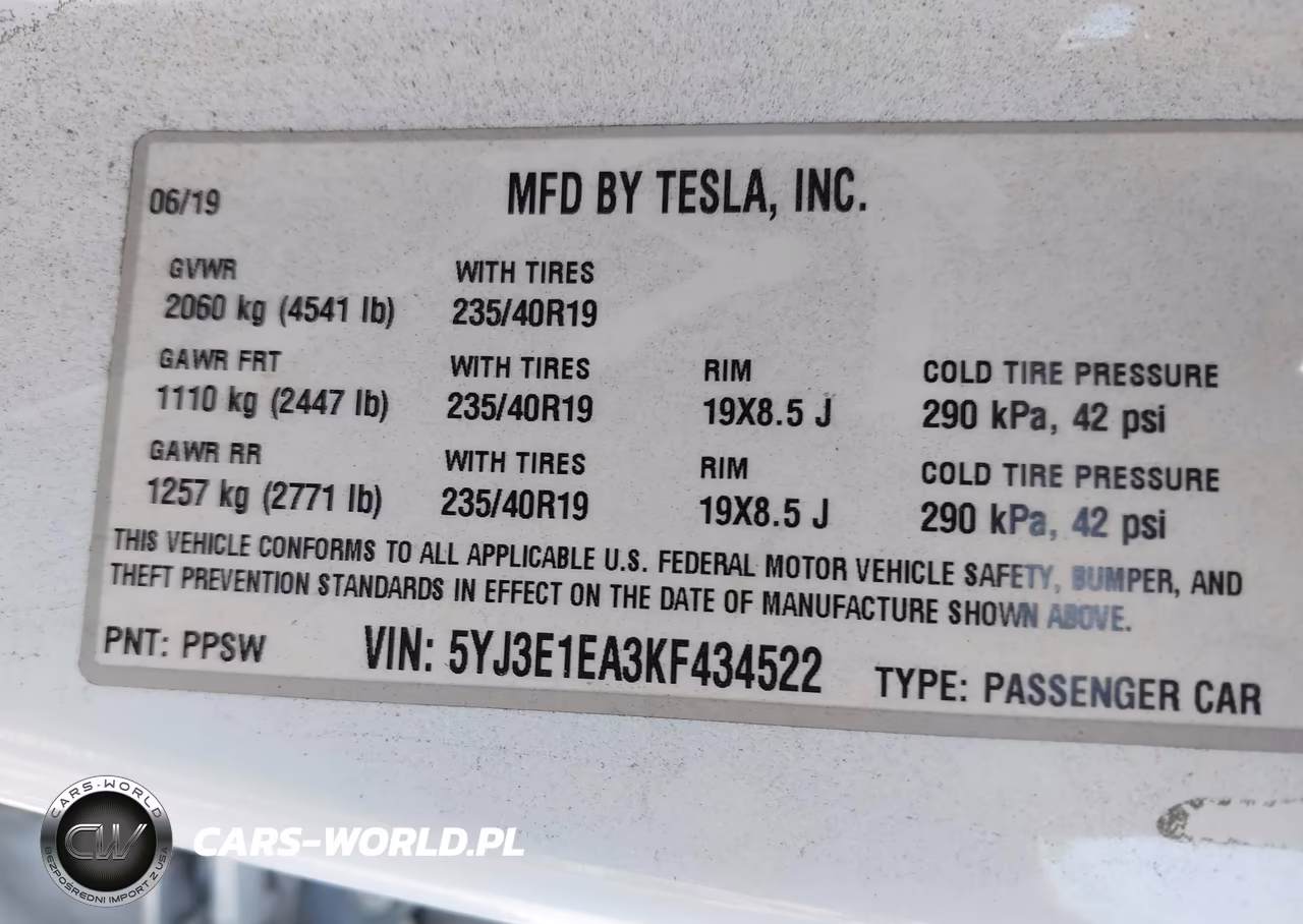 2019 Tesla Model 3 Long Range-Mid Range-Standard Range-Standard Range Plus VIN:5YJ3E1EA3KF434522 - 9